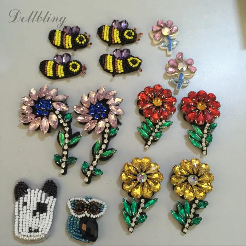 Корейская божья коровка цветы стразы пайетки бусины Аппликации патчи брошь