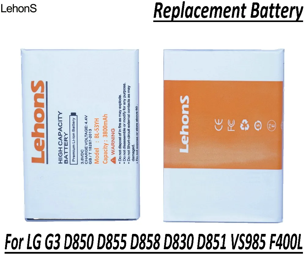 LehonS 3x аккумулятор большой емкости 3800 мАч для LG G3 D850 D855 D858 D830 D851 VS985 F400|Аккумуляторы