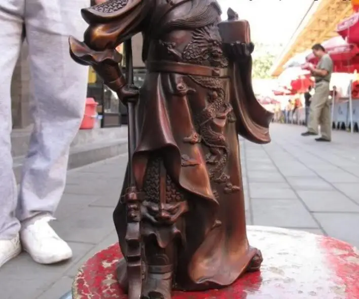 Китайская Статуэтка Бронзовый медный Дракон Guan Gong warrior Hold Sword and Imperial seal | Дом и сад