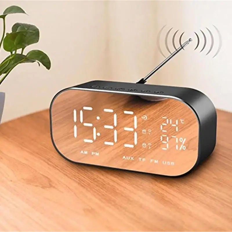 Mni Bluetooth динамик поддержка температуры ЖК-дисплей FM радио TF будильник Дата Дисплей 3D стерео музыка объемный