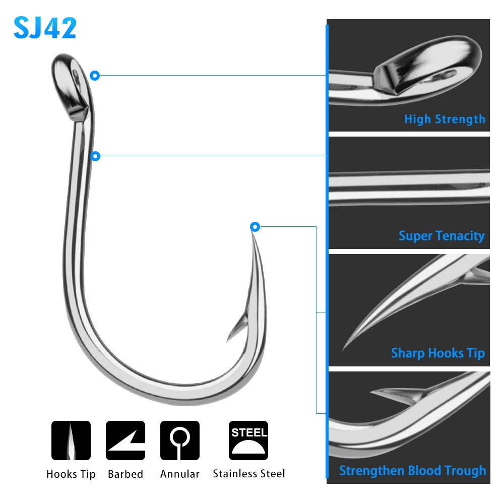 20pc PRO BEROS Морской рыболовный крючок SJ42 Вибрационный 1/0 #-13/0 # модель из нержавеющей