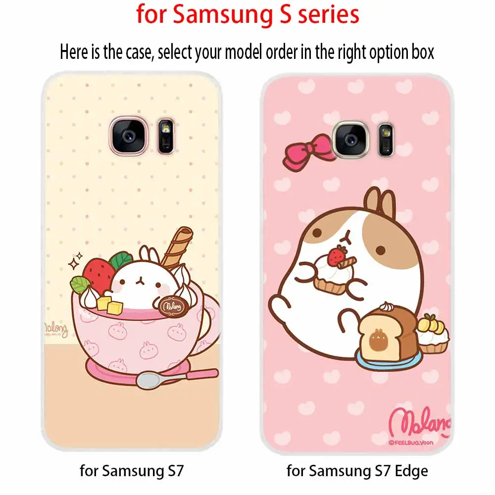 Милый чехол Molang с милым рисунком кроликов для Samsung Galaxy S8 S9 S10 S20 S21 Plus Uitra Lite Ultra Cover S10E