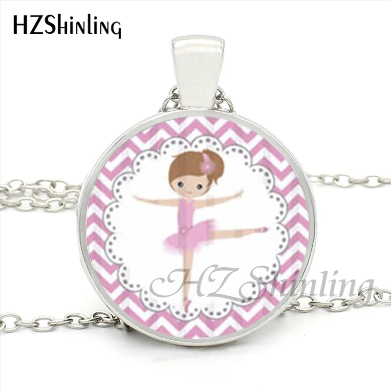 HZShinling HZ1-MINI-0043 Новинка, балерина, девушка, ожерелье, стеклянный кабошон ручной работы, танцующая девушка, цепочка, ожерелье для женщин