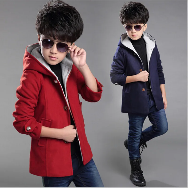 Зимнее теплое пальто для мальчиков детский Рождественский Тренч с длинным