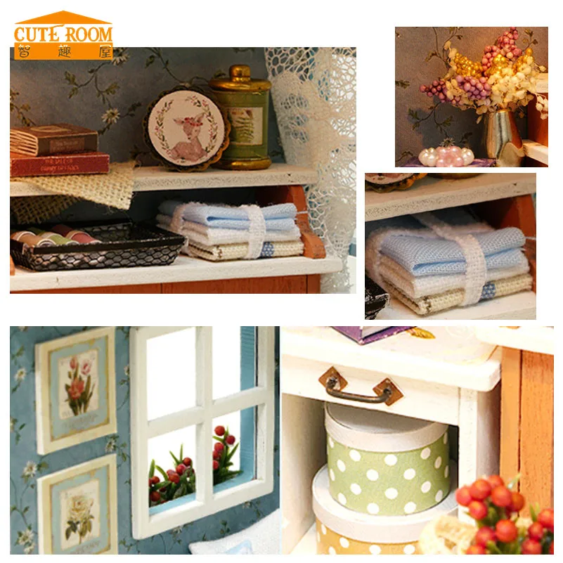 Cuteroom DIY деревянная игрушка дом Миниатюрный 3D деревянные головоломки Кукольный домик American Retro Стиль кукла деревянный дом для малыша christimas подарки