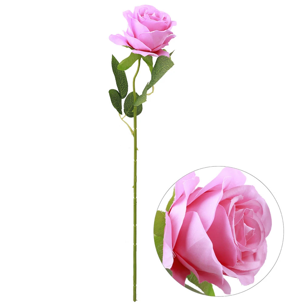 Pink Искусственные розы, ветки, настоящие на ощупь, романтические искусственные розы, цветы для свадебной вечеринки, украшения, подарок на день Святого Валентина - Цвет: Pink