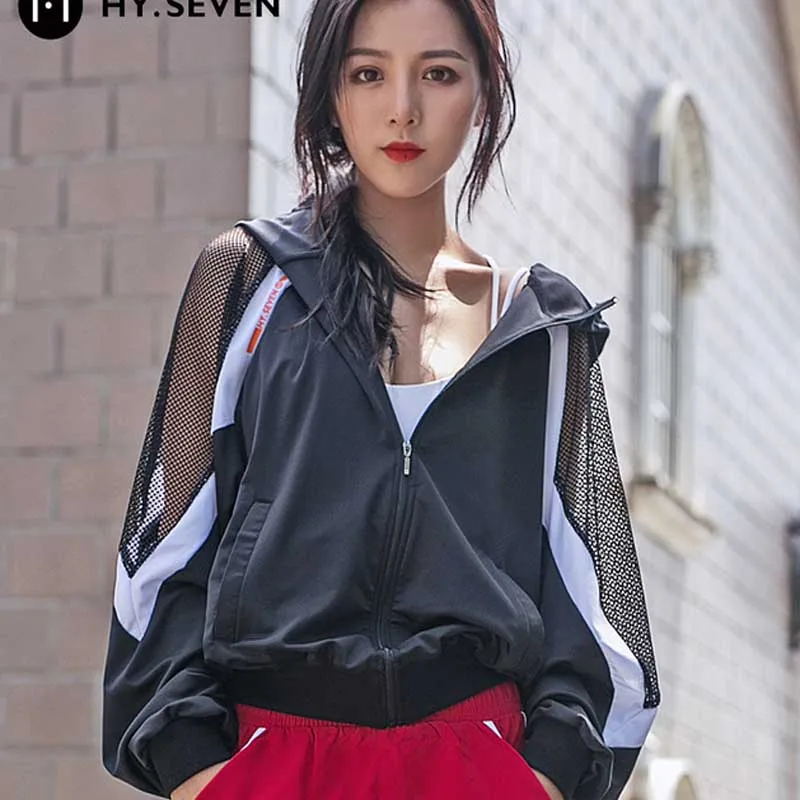 HY SEVEN Women Running Shirts Mesh Yoga Jackets Breathable Shirt Patchwork Top Fitness Sportswear Gym Sports Jacket | Спорт и