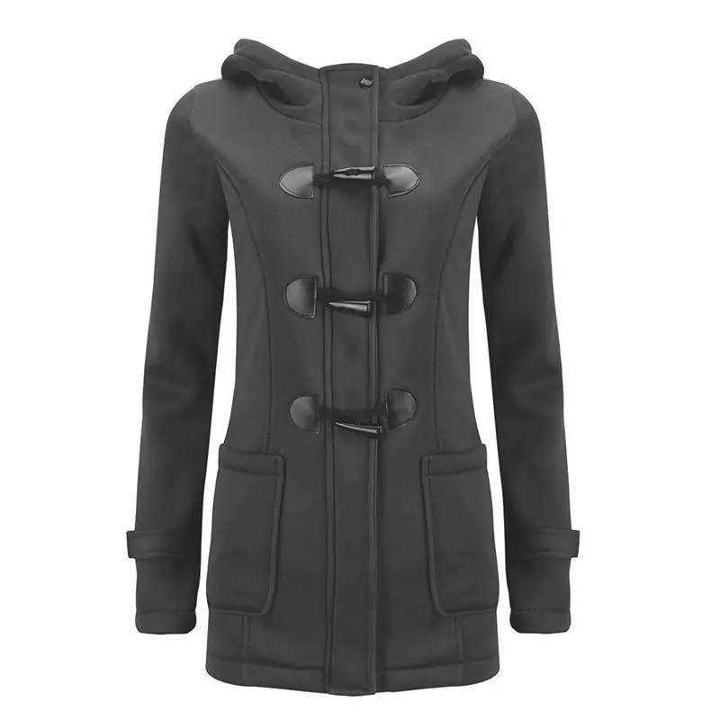 Dark Gray Осеннее Женское шерстяное пальто, пальто с капюшоном и воротником, куртка с длинным рукавом, приталенная верхняя одежда на молнии YF1580008090 - Цвет: Dark Gray