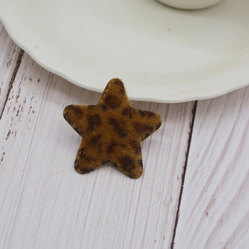4.5cm Children's hair Clip Accessories Cloth appliques DIY Handmade leopard print star patch applique | Дом и сад