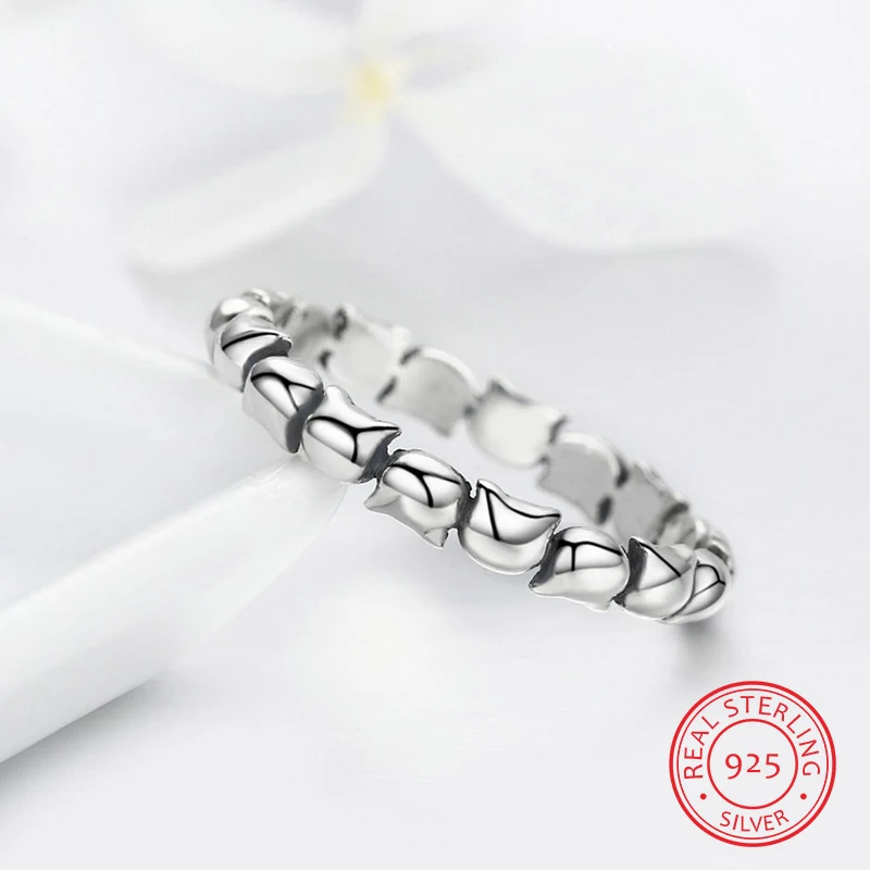 LJ & OMR подлинные 925 пробы серебряные кольца на палец с милым животным котом для