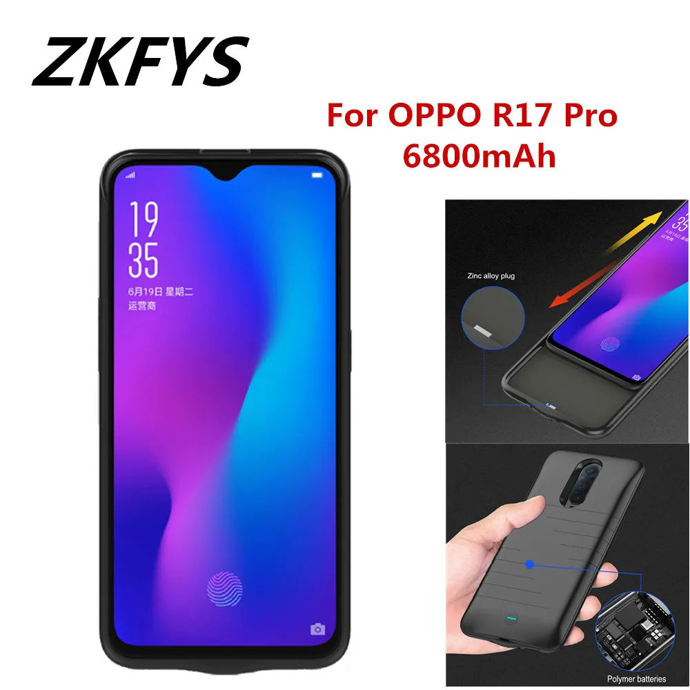 

Тонкий чехол для зарядки аккумуляторов OPPO R17 Pro, чехол для аккумулятора 6800 мАч, чехол для внешнего зарядного устройства, чехол для аккумулято...