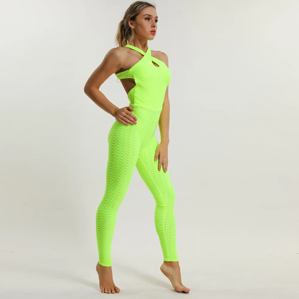 Women Yoga Sets Print Female Jumpsuit Emboss Skinny Fitness Romper Backless Bodysuit Quick Dry Playsuit Cross Bandage Tracksuit |