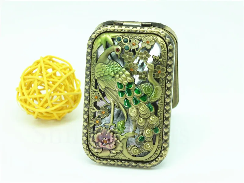 Free Shipping Handle Mirror Metal Peacock Handbag Double Side | Дом и сад