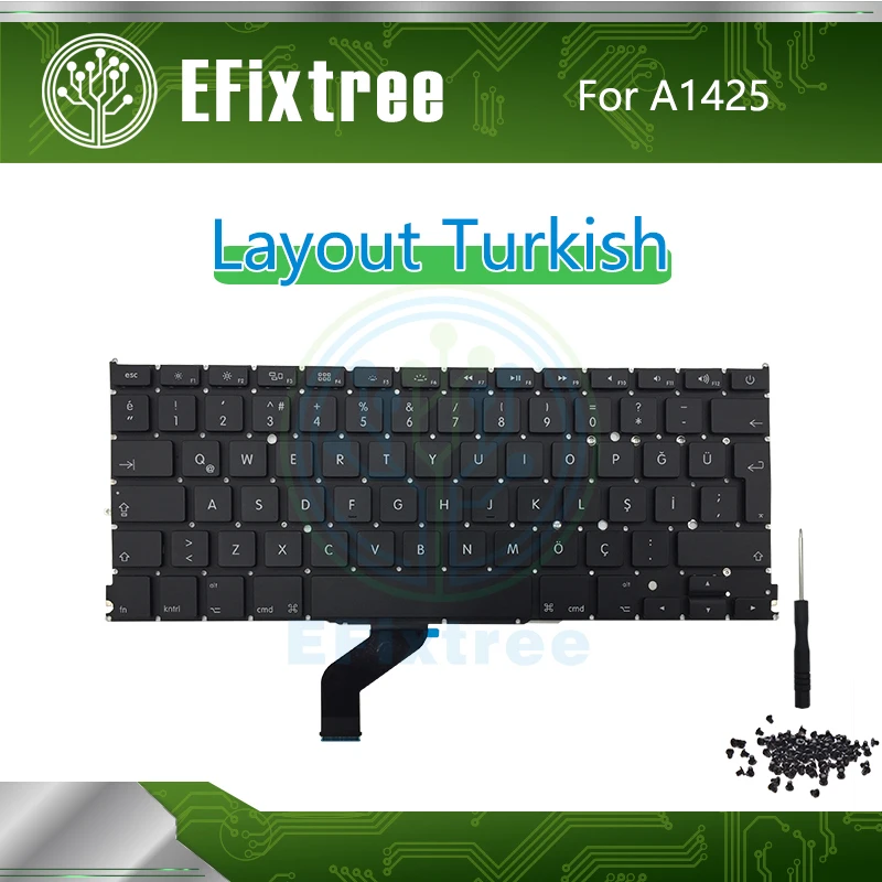 

New Turkish Keyboard For Macbook Pro Retina 13" A1425 Layout Keyboard With Screwdriver EMC 2557 EMC 2672 Late 2012 Early 2013