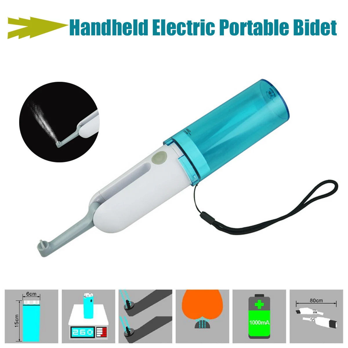 

Handheld Portable Electric Bidet Sprayer with USB Charging Travel Women Baby Bidet Irrigator Sprayer Personal Hygiene Shower
