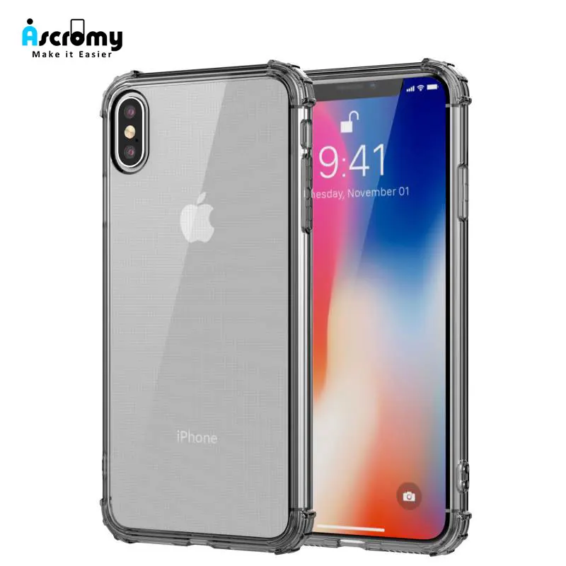 Чехол Ascromy для iPhone XS Max роскошный силиконовый прозрачный противоударный чехол X XR 7