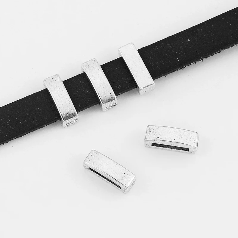

20pcs Flat Slider Beads Spacer For 10*2mm Flat Leather Cord Bracelet Bangle Jewelry Making Findings