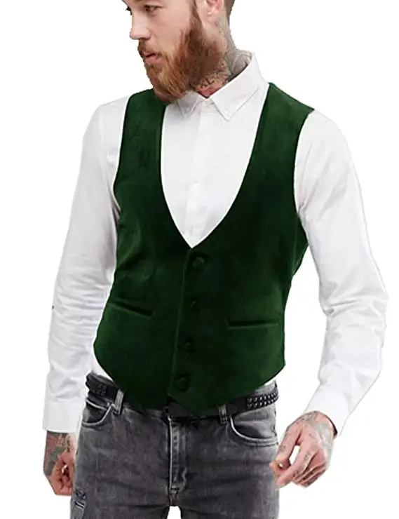 Индивидуальный заказ для мужчин Классический формальный бизнес Slim Fit Цепи платье темно синий бархат жилет костюм смокинг жениха жилет - Цвет: same as picture