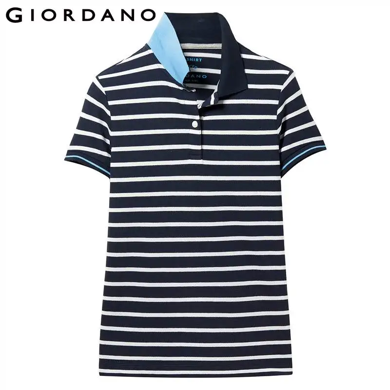 Giordano женская футболка Polo в полоску с короткими рукавами slim fit,имеет несколько цветовых решений и размеров