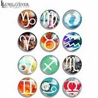 10mm 12mm 14mm 16mm 20mm 25mm 438 12pcslot zodiac mix round glass cabochons jewelry findings 18mm snap button charm bracelet
