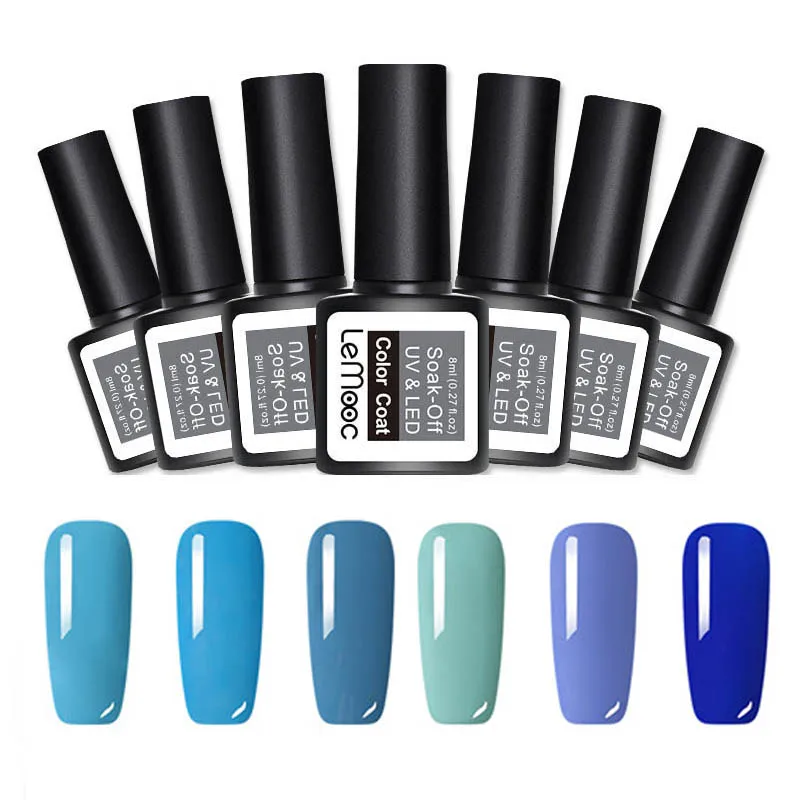 Set 7 LEMOOC 6 шт./компл. 8 мл однородного цвета для ногтей гель блеск польский UV Soak Off стойкий гель для ногтей UV гель Лаки лаковое гелевое покрытие для ногтей - Цвет: Set 7