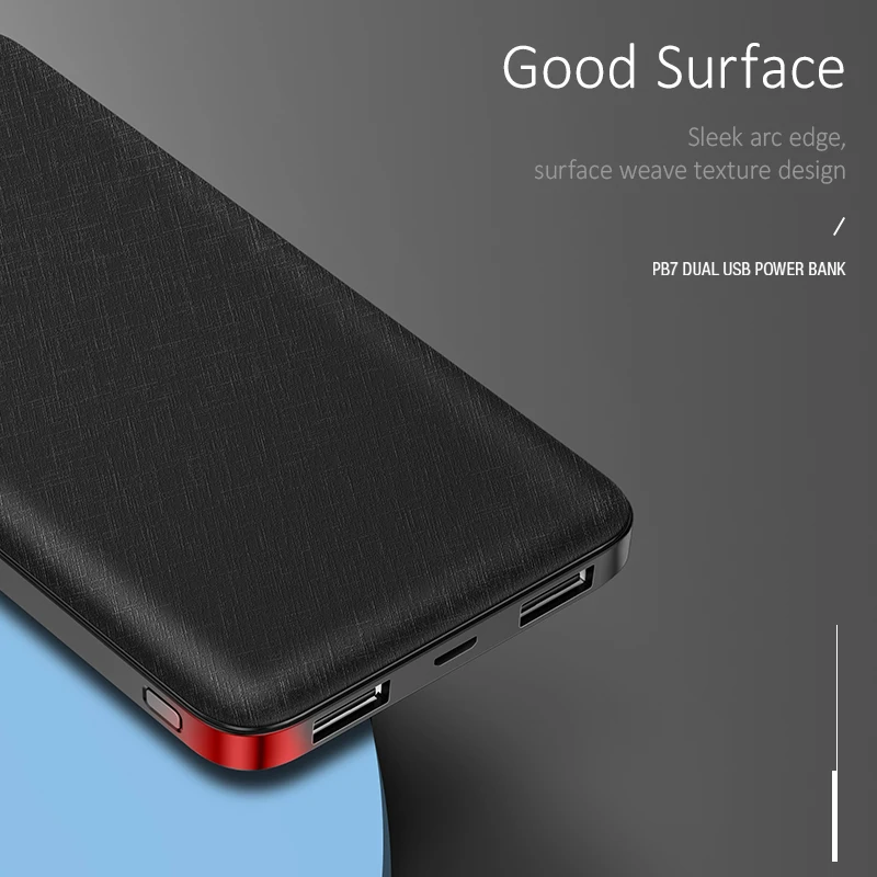 USAMS портативный внешний аккумулятор 10000 мАч тонкий для iPhone Xiaomi huawei Oneplus Dual USB