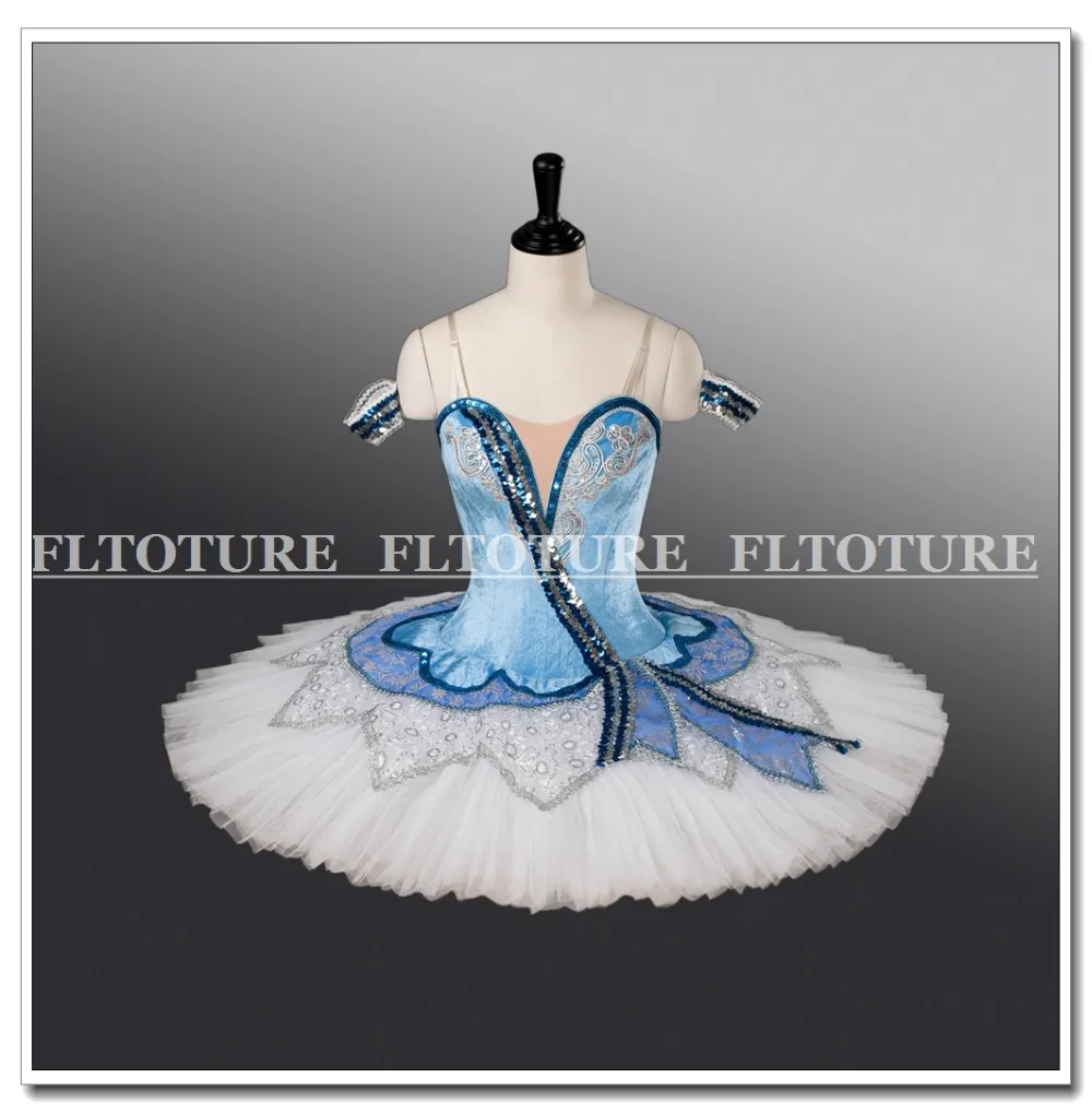 Балетное платье пачка для девочек синяя одежда с птицами профессиональные