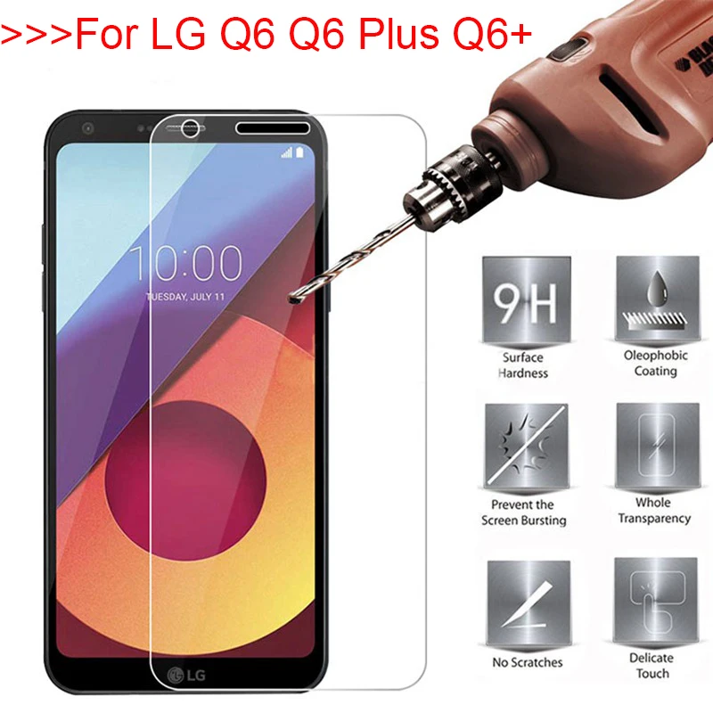Закаленное стекло 9H для LG Q6 2 шт. тонкая Взрывозащищенная защитная пленка + Plus LGQ6