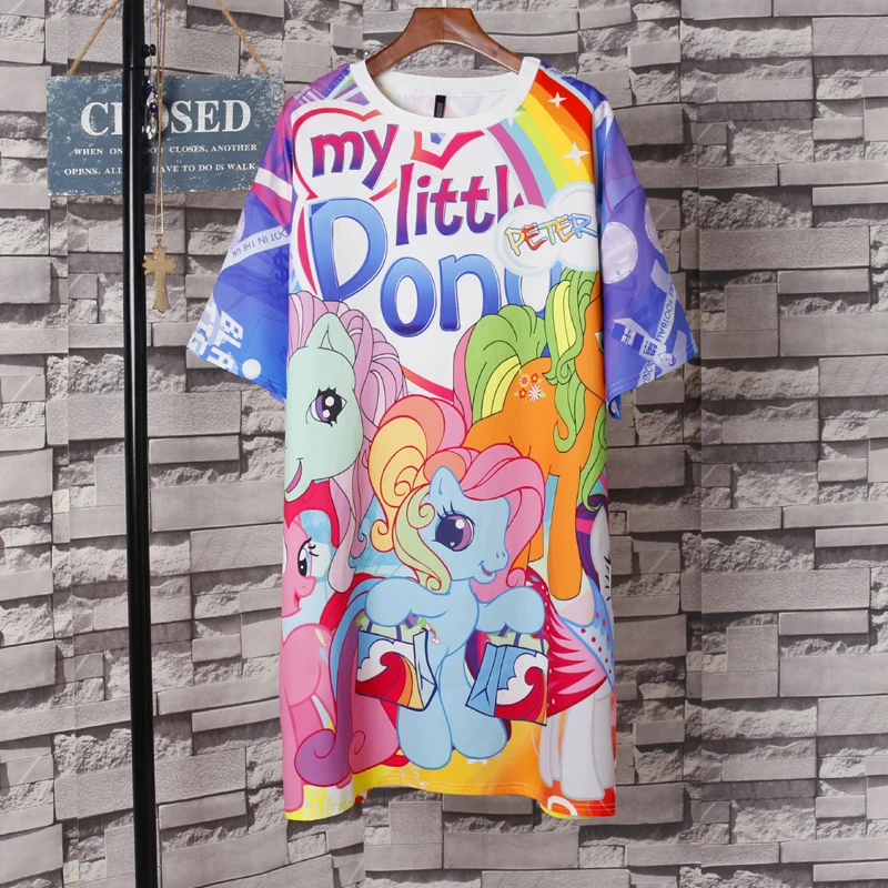 Женская Мультфильм Пони Печатных Тройники Одеваться Большой Размер