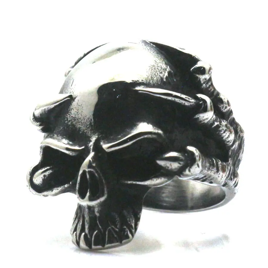 Крутой мужской мальчик 316L нержавеющая сталь Полировка Орл Коготь Череп кольцо
