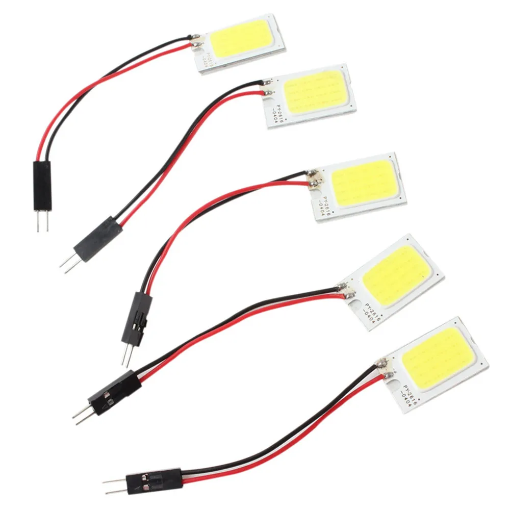 5Piece Easy Installation Bright White COB 18-LED Chips 12V Plate T10 Festoon Dome Car Interior Light Bulb | Автомобили и