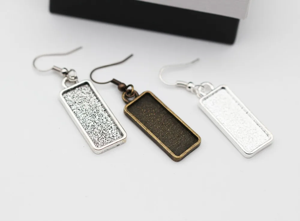10x25mm Rectangle Cabochon Earring Blanks Base Setting Ant silver/Bronze/Silver Fit For DIY Women Making 20pcs | Украшения и