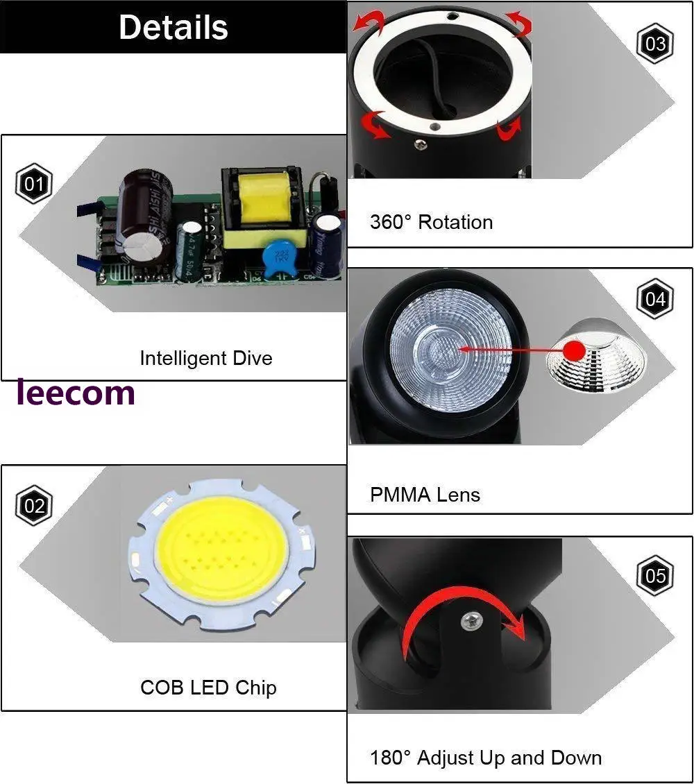 1 шт. потолка 7 Вт поверхностного монтажа светодиодный потолочный светильник Led
