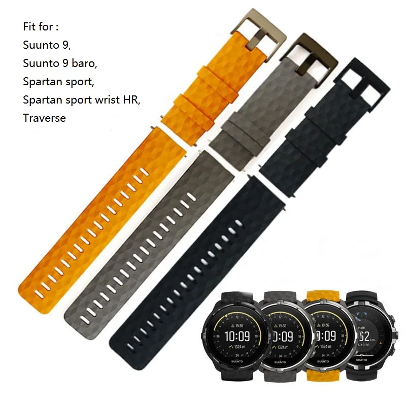 

24MM Silicone Watch Strap For Suunto9 Spartan Sport HR Watch Band Suunto 9 Baro Quick Release Strap Traverse Rubber Watchband