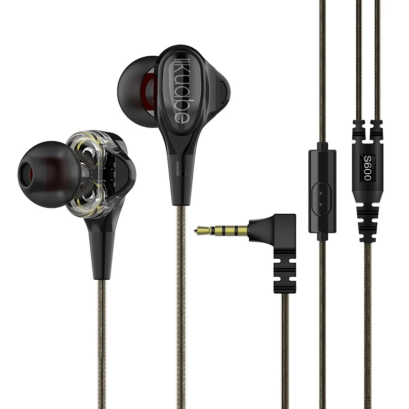 Наушники In ear с двойным динамическим блоком проводные спортивные наушники