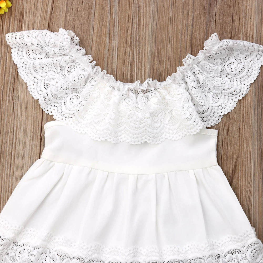 Summer Toddler Baby Girl Clothes Dress Off Shoulder Ruffle Lace Party Sundress Lovely Children Dresses | Детская одежда и обувь