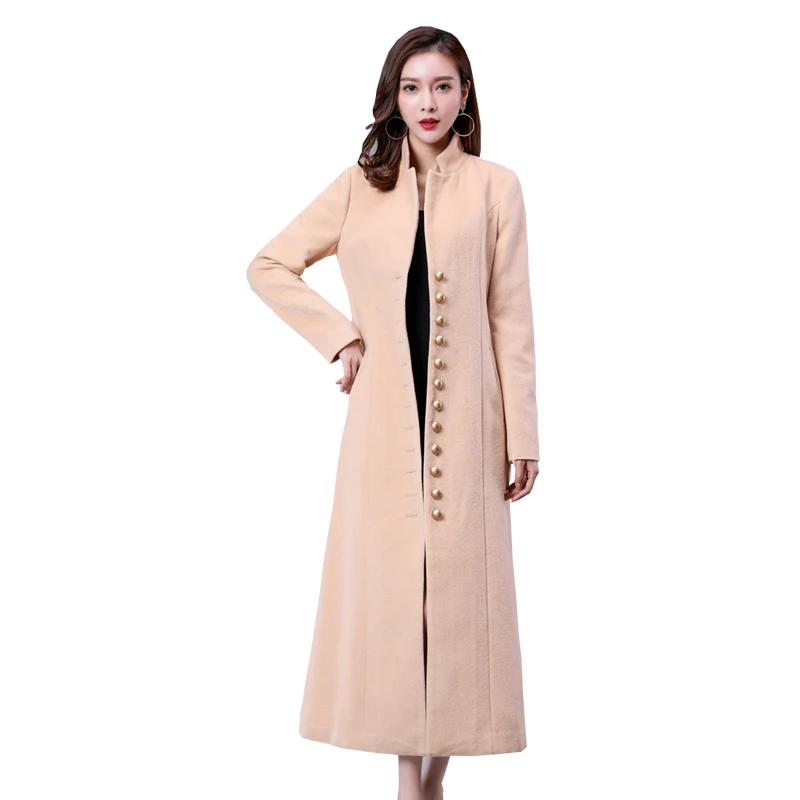 Женское длинное кашемировое пальто теплое зимнее в стиле милитари | Женская