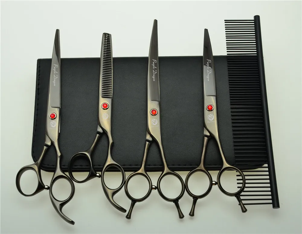 

Профессиональные парикмахерские ножницы для волос, гребень, ножницы для стрижки, филировка, вверх/вниз изогнутые ножницы Z3002H, 5 шт./комплект,...