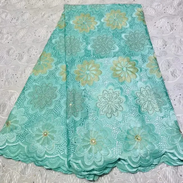 Blue French Lace Fabric for Wedding Dress 2019 High Quality African Fabrics with Beads Nigerian Swiss Voile | Аксессуары для