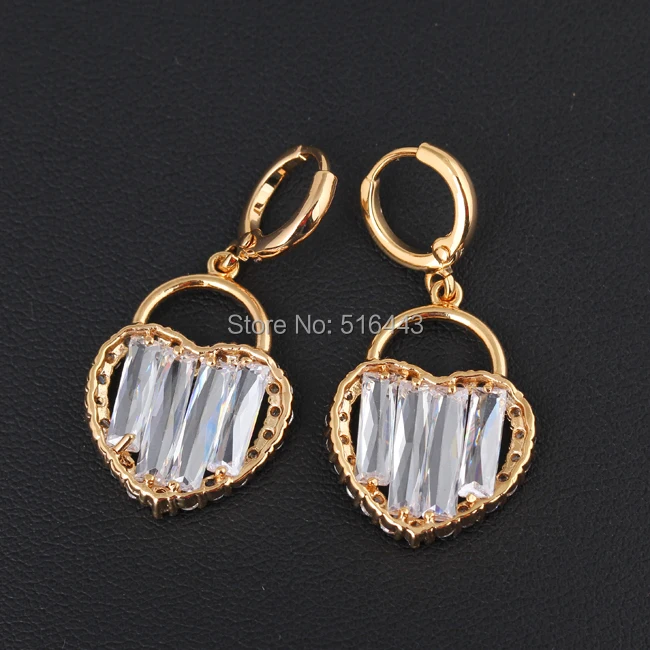 Женские серьги-подвески из 18-каратного золота с фианитом | Украшения и аксессуары