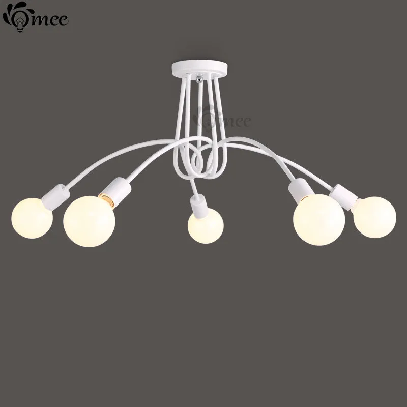 Простая креативная белая/красная потолочная лампа E27 винтажный светильник s