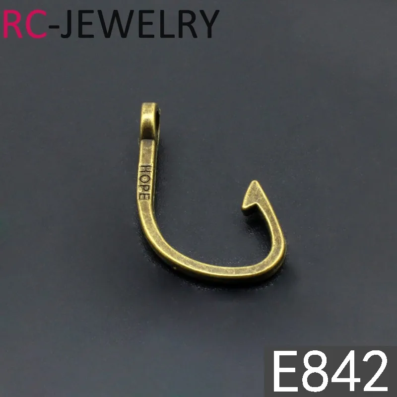 20pcs/bag Antique Silver Color Metal Alloy Fish Hook Charms Pendants fit Bracelet Necklaces Jewelry Making Findings | Украшения и