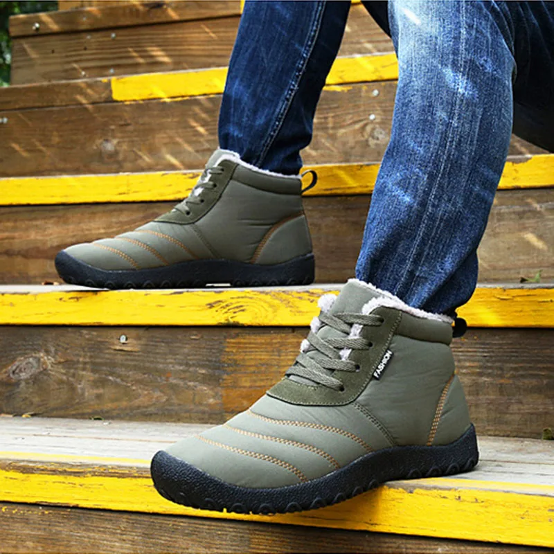 UPUPER мужские зимние ботинки водонепроницаемые с мехом модные ботильоны теплая