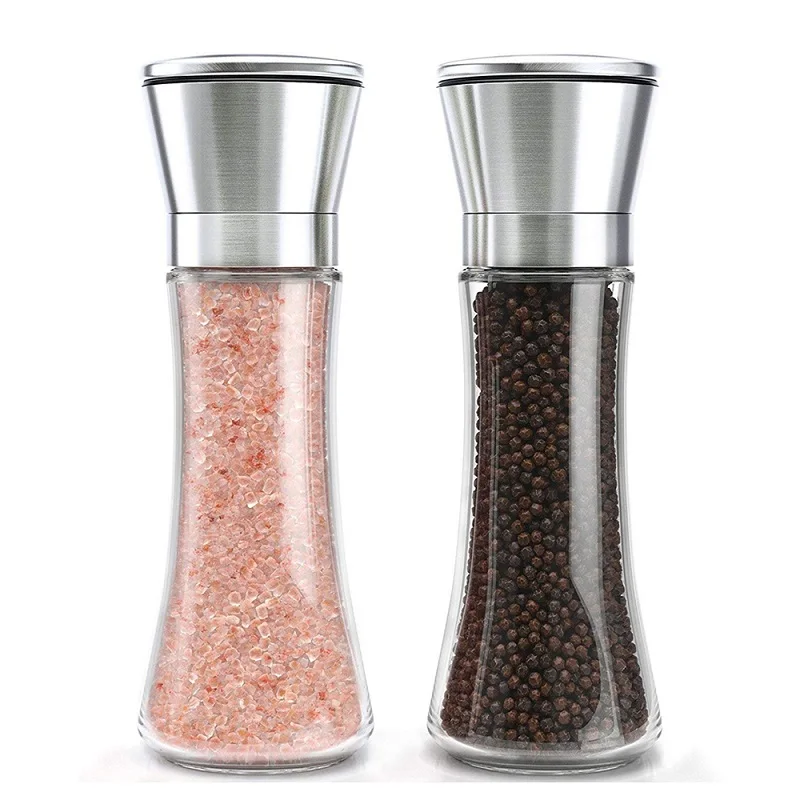 2pcs long 2 шт./лот ручная мельница для соли и перца из нержавеющей стали регулируемая керамическая роторная мельница для перца кухонная мельница для соли и травы мельница для специй - Цвет: 2pcs long
