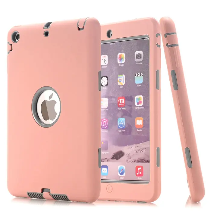 Rose Gold and Gray Для iPad Mini 1/2/3 retina чехол 3 in1 анти-скольжения гибридный защитный Heavy Duty Прочный противоударный сопротивления Обложка для iPad мини - Цвет: Rose Gold and Gray