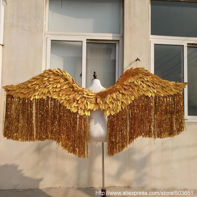 

Sexy silver gold Tassels angel feather wings nice fairy wings Automobile Exhibition stage performance Cosplay shooting props