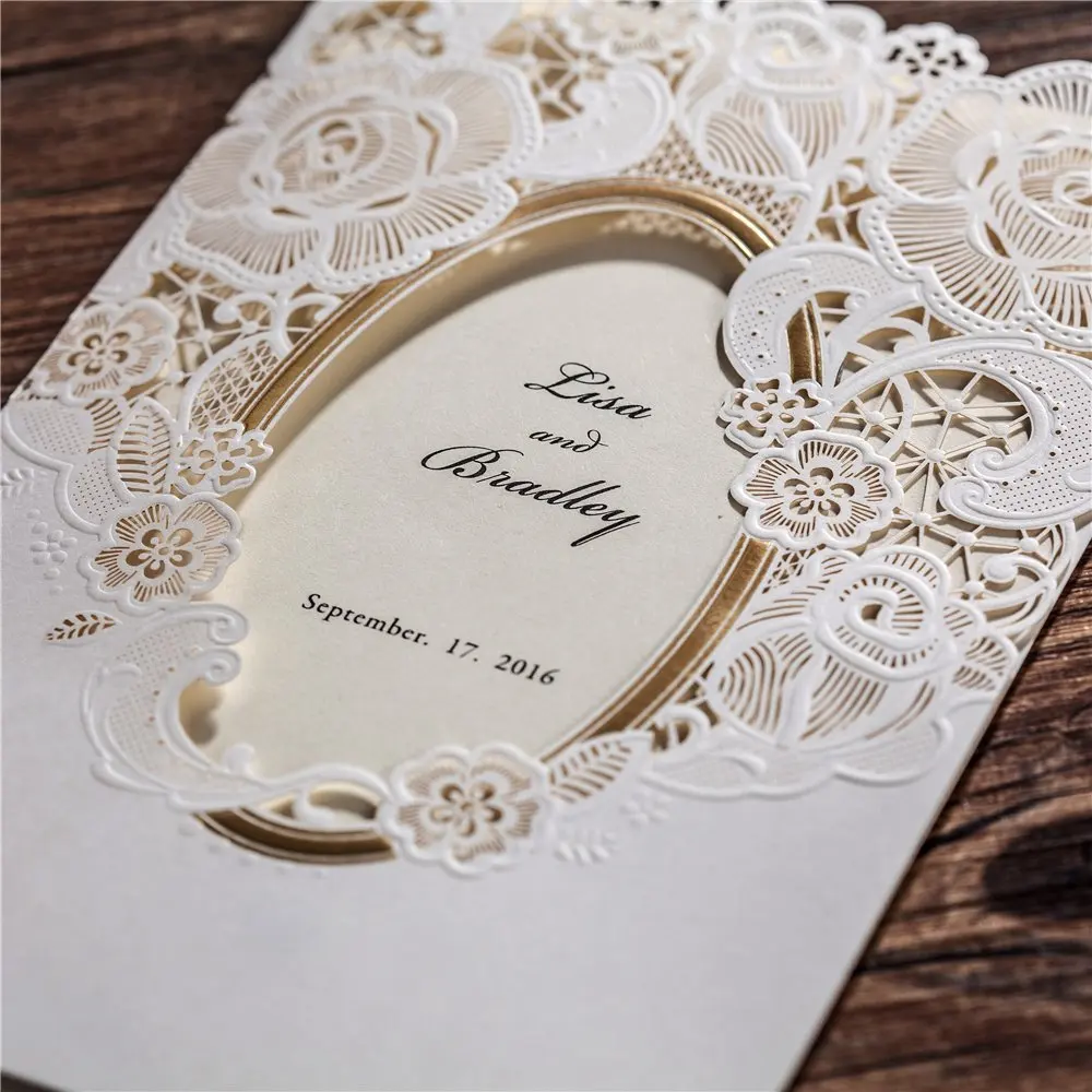 20 шт элегантная Лазерная огранка золота штемпелюя Свадебная пригласительная