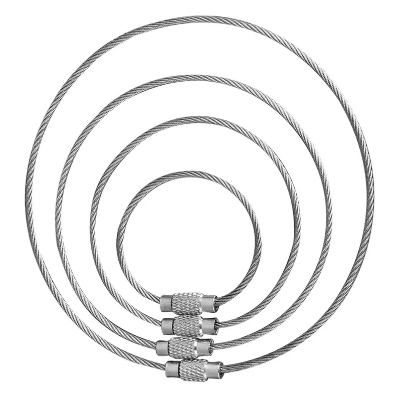 Keyring Key Chain Rings Cable Outdoor Hiking Keychains 10pcs Keychain Screw Locking Stainless Steel Wire Rope Holder | Инструменты