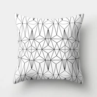 new black and white geometric throw pillow case square cushion cover soft waist rest drop shipping