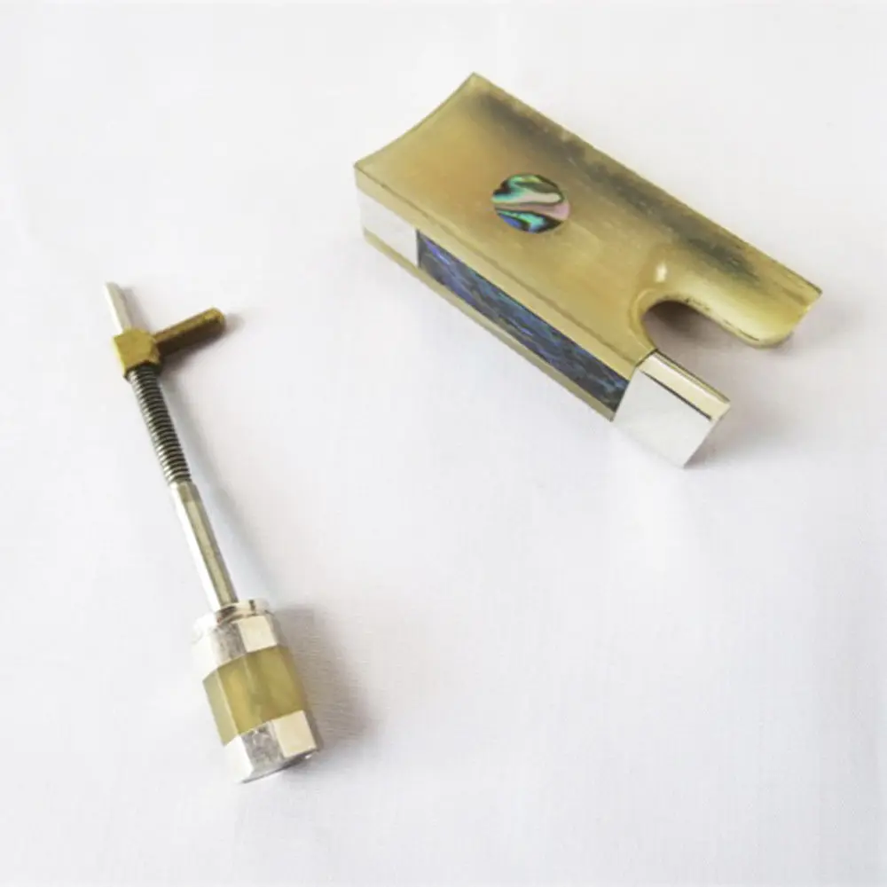 

4/4 White Horn Frog w/ Screw fit Violin Bow Abalone Full Lined